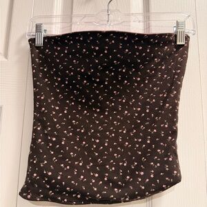 Hollister Black Mini Skirt with Pink Floral Pattern